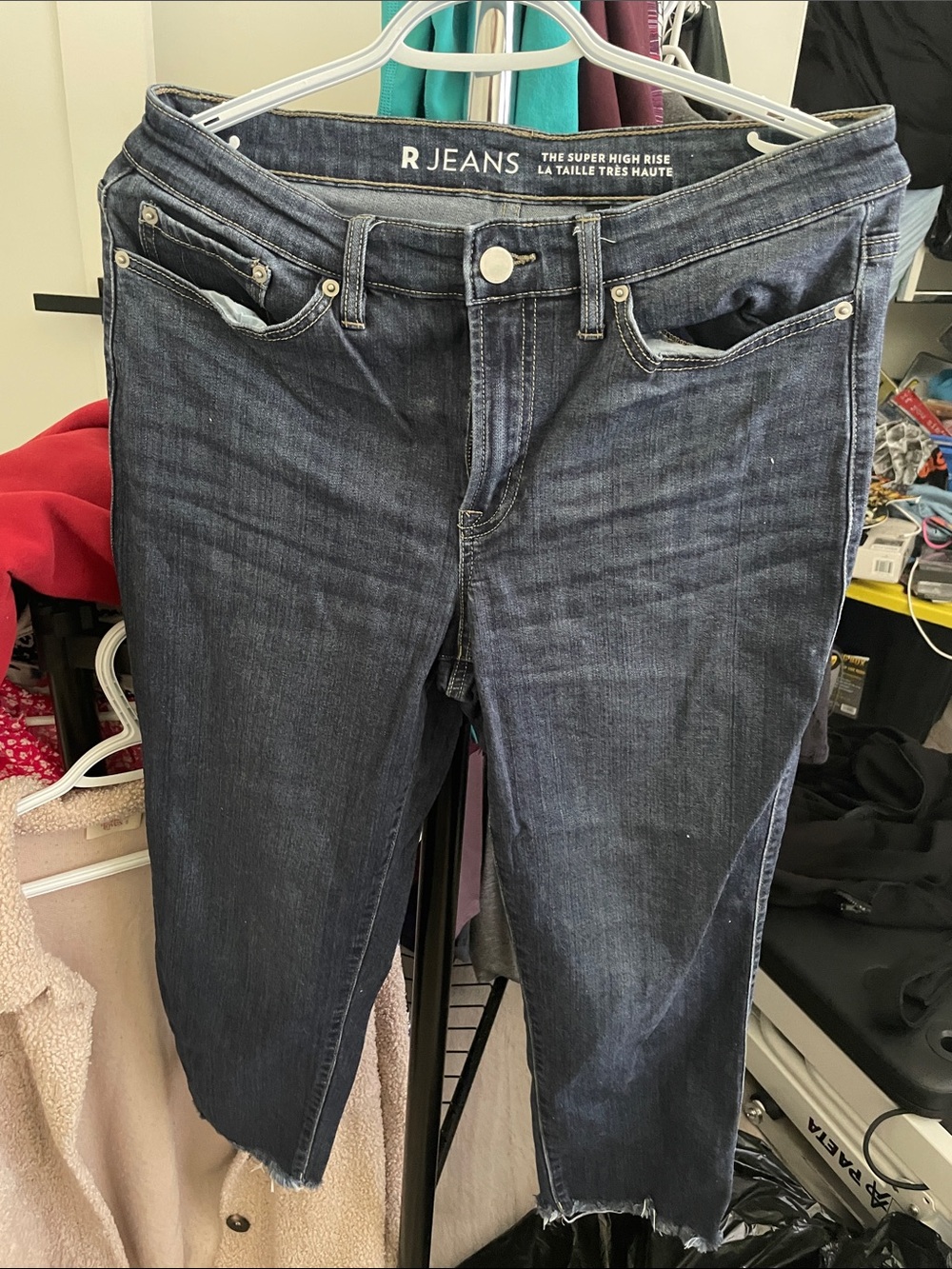 R Jeans Women's Super High-Rise Cropped Dark Blue Jeans